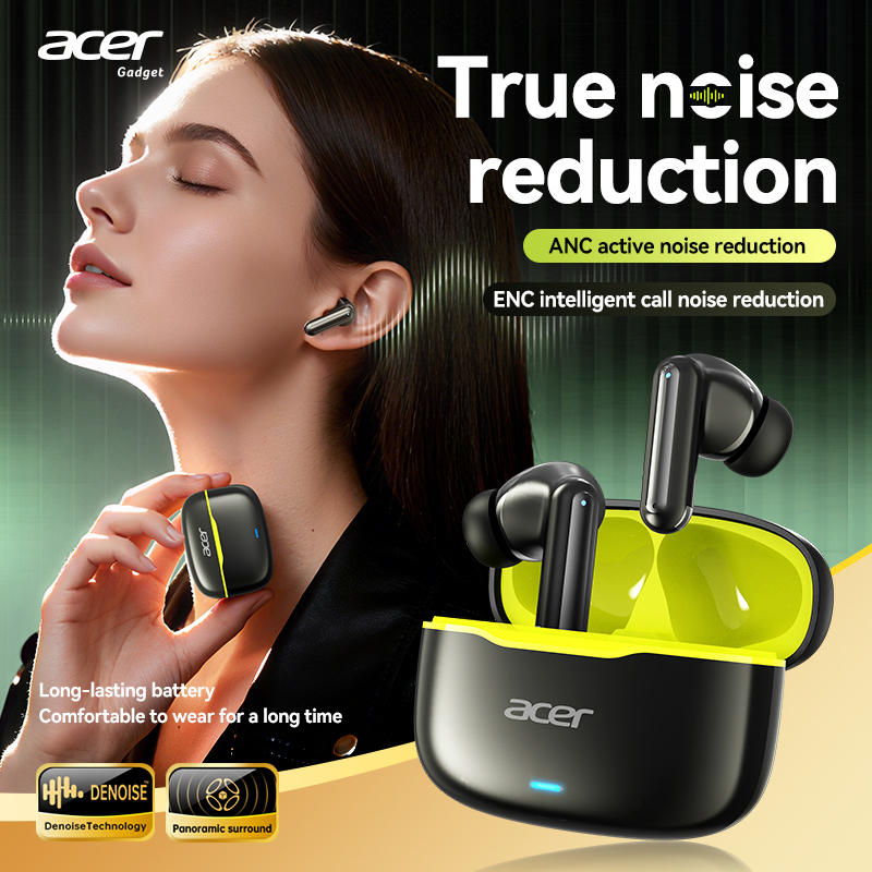Earbuds Anc Wireless - เอเซอร์ OHR618 ANC หูฟังไร้สาย, ระบบตัดเสียงรบกวนแบบแอคทีฟ+ENC ลดเสียงรบกวนในการโทร,