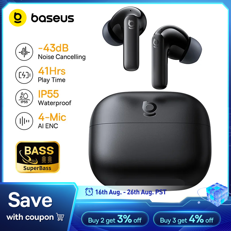 Earbuds Anc Wireless - Baseus Bass EP10/BP1 NC -43dB หูฟังไร้สายตัดเสียงรบกวน