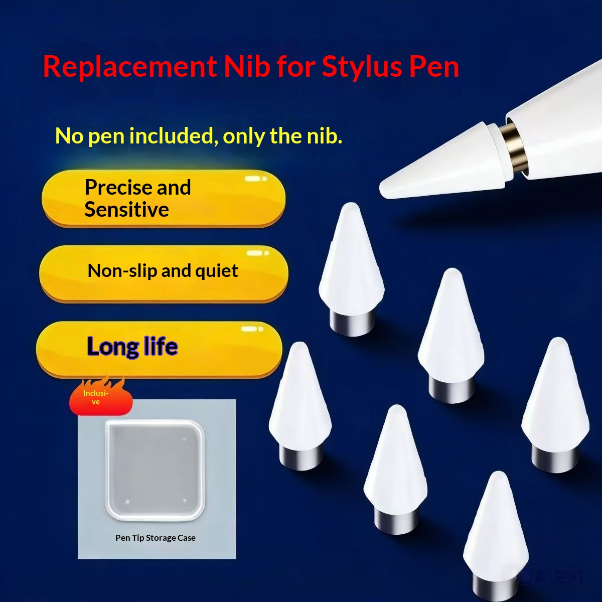 Smart Pen Digital - ปลายปากกาสำรองสำหรับปากกาแบบคาปาซิทีฟ ทนทานต่อการสึกหรอ ปลายปากกาสำรองสำหรับหน้าจอสัมผัสแบบเงียบ ปลายปากกาแบบยาว ปลายปากกาแบบละเอียดสำหรับแท็บเล็ต ปลายปากกาแบบแบน